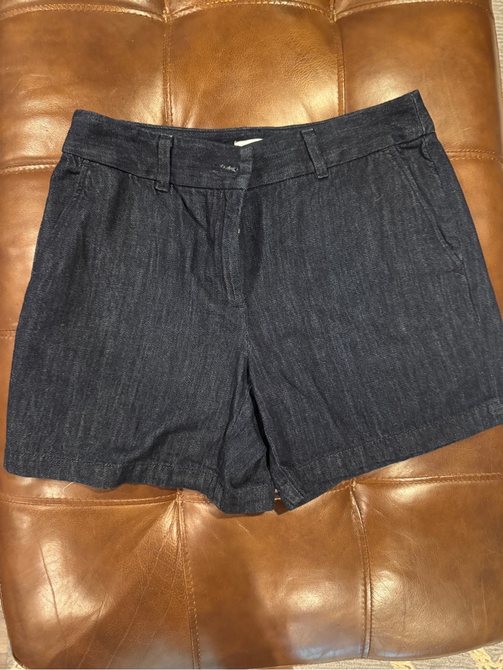 LOFT Dark Indigo Textured Denim-Look Shorts